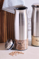 3-Piece Stainless Steel & Glass Storage Jar Set