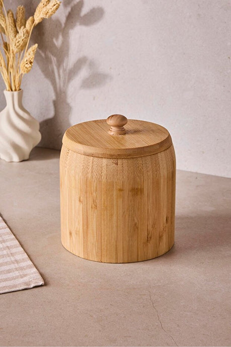 Pisa Bamboo Single Spice Storage Jar with Lid - 13x14 cm