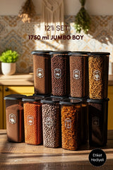 Square Food Storage Containers - 12-Piece Set, 1750ml Capacity