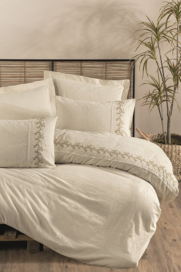 Darian Double Size Linen Cotton Blend Duvet Cover Set