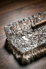 Crystal Glass Ashtray - Hand Made, Elegant Design, 18x9x4 cm