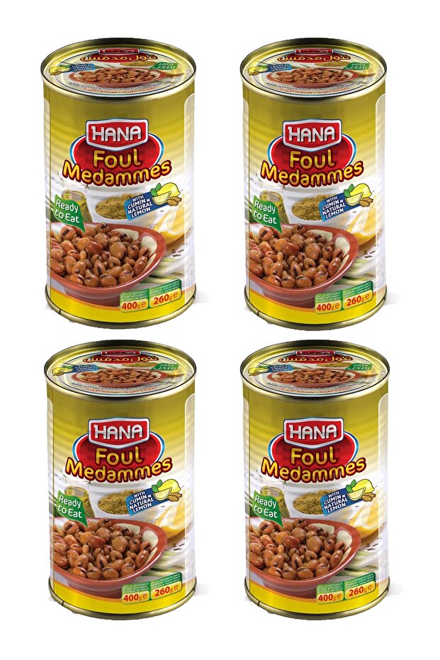 Foul Medammes with Cumin & Natural Lemon - 4 x 400g Ready-to-Eat Cans