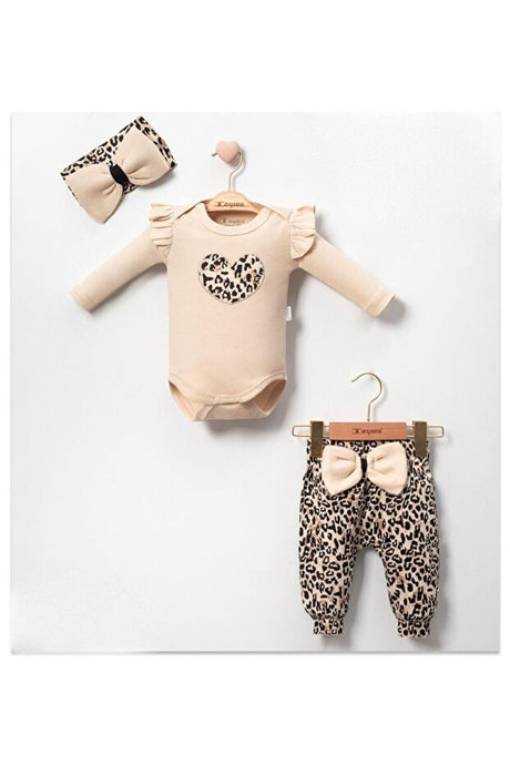 Baby Girl Leopard Print Heart Bodysuit & Pants Set - 3-6 Months
