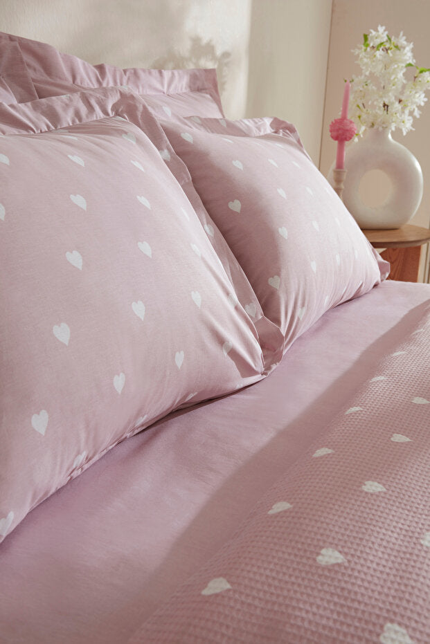 Amour 100% Cotton Double Pique Bedding Set - Pink