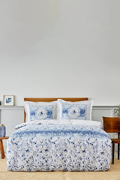 Amelia Blue 100% Cotton Single Pike Bedding Set