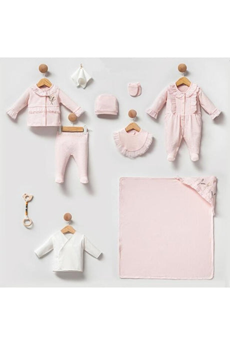 Organic Floral Embroidered 10-Piece Baby Bodysuit Set