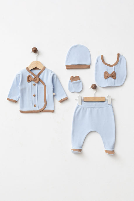 Newborn 5-Piece 100% Cotton Bow Tie Baby Hospital Exit Set 0-3 Months