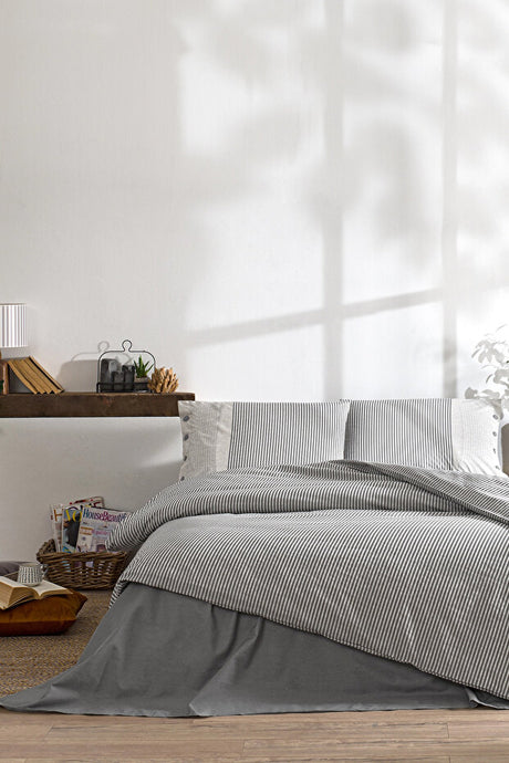 Natural Line Double Duvet Cover Set - 100% Cotton, 200x220 cm