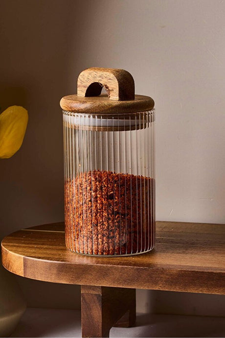 Acacia Vacuum Lid Borosilicate Glass Jar - 210ml