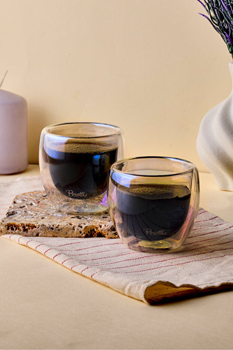 Insulated Double Wall Glass Espresso Cups - 80ml Set of 2