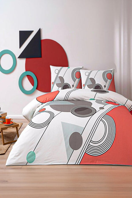 Felix Single Duvet Cover Set - Modern Geometric Design, 100% Cotton