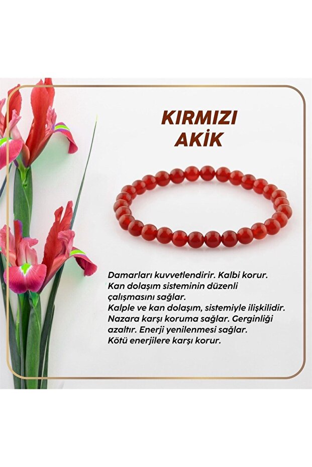 Red Agate Natural Stone Bracelet - 6mm Beads, 18-19cm, Gift Boxed