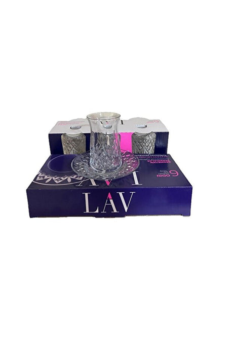 Lav Odin Premium Turkish Tea Glass & Saucer Set - 24-Piece Set