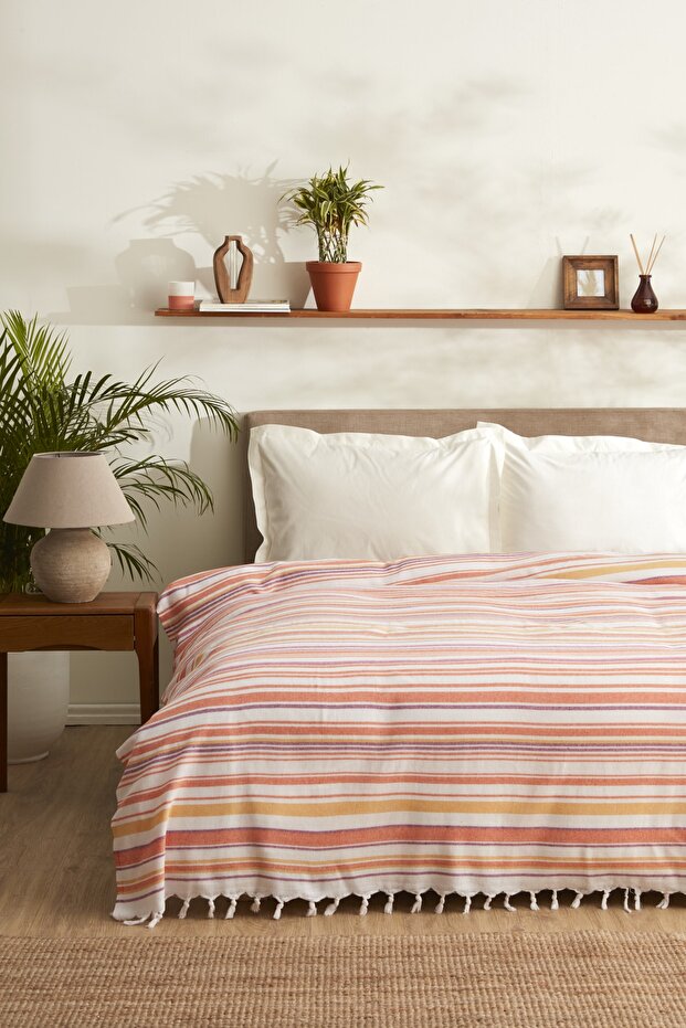 Montre Double Pestemal Pike - Orange Striped Blanket 180x220cm