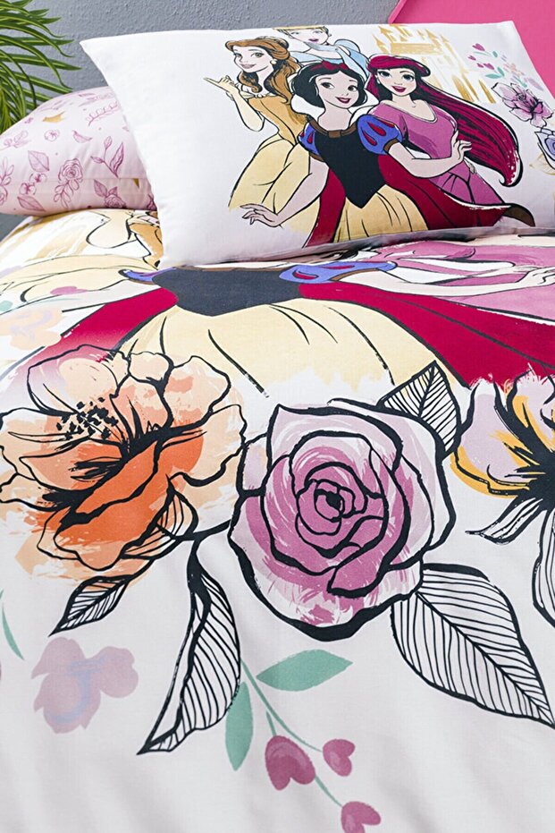 Disney Princess Single Duvet Cover Set - 100% Cotton