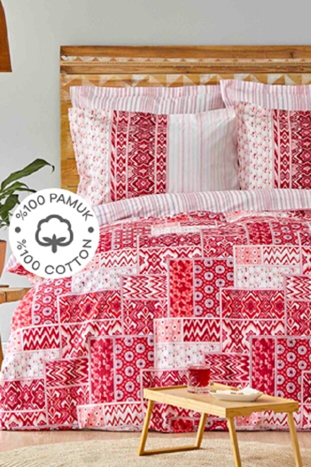 Pietra Red 100% Cotton Single Duvet Cover Set