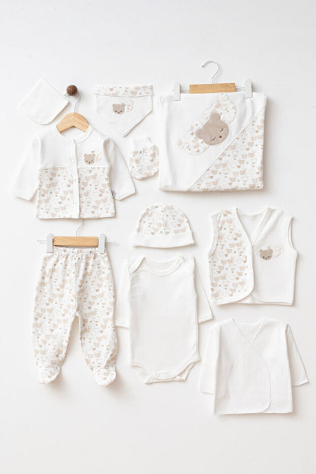 Newborn Sleepy Bear 10-Piece Baby Outfit Set - 0-3 Months