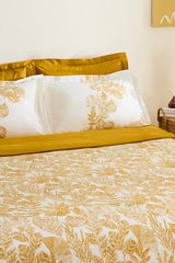 Orla 100% Cotton Double Duvet Cover Set - Yellow Pattern