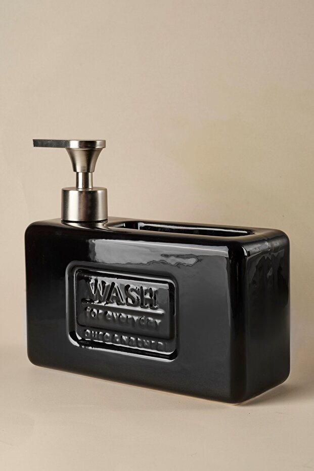 Modern Porcelain Liquid Soap Dispenser with Sponge Holder - 750ml