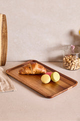 Acacia Wood Rectangular Serving Tray - 34x21 cm
