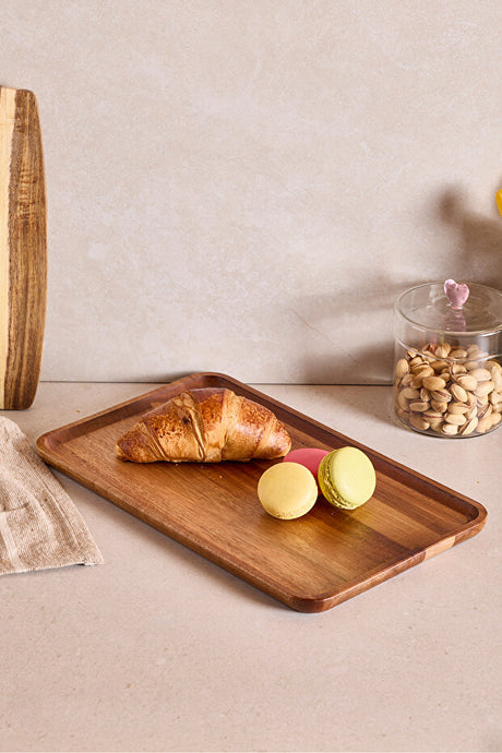 Acacia Wood Rectangular Serving Tray - 34x21 cm