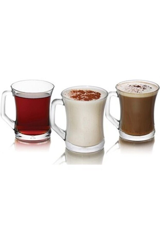 Professional Pasabahce Lav Handled Turkish Tea & Coffee Glasses - 3-Piece Set, 225ml Each