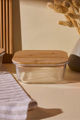 800ml Square Glass Storage Container with Bamboo Lid