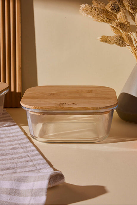 800ml Square Glass Storage Container with Bamboo Lid