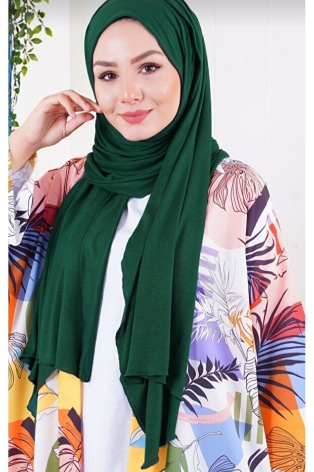 Women's Emerald Green Jersey Shawl - Soft & Elegant