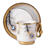 Porcelain Peacock Pattern Coffee Cup Set for 6 People