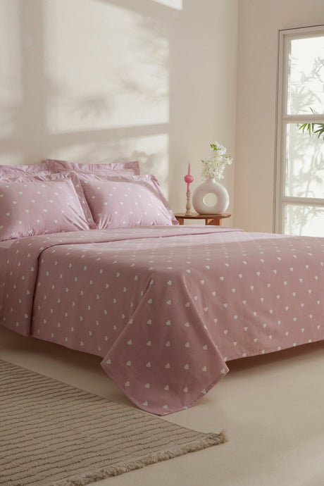 Amour 100% Cotton Double Pique Bedding Set - Pink