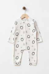 Baby Penguin Ribbed Cotton Romper - Soft & Comfortable 0-3 Months