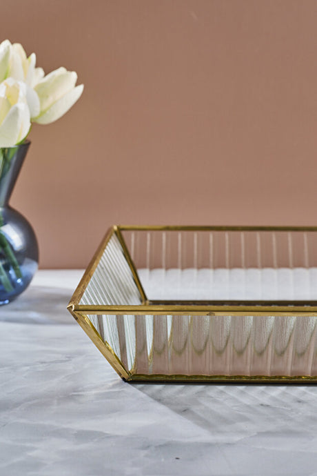 Elegant Mirrored Glass Serving Tray - 35x23.5 cm