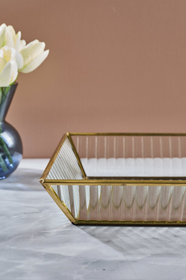 Elegant Mirrored Glass Serving Tray - 35x23.5 cm
