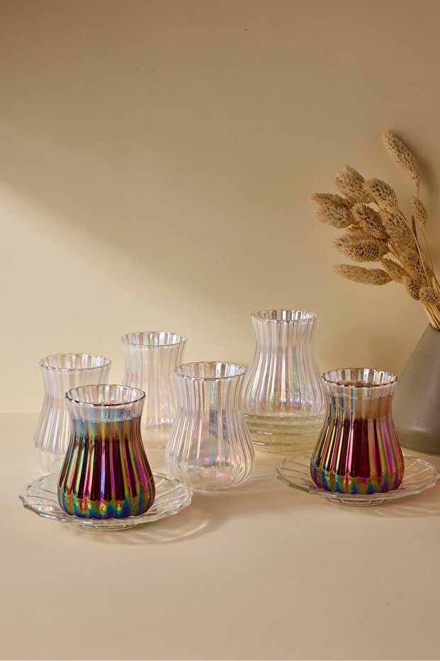 Luster Borosilicate Glass Tea Set - 12 Pieces, 170ml