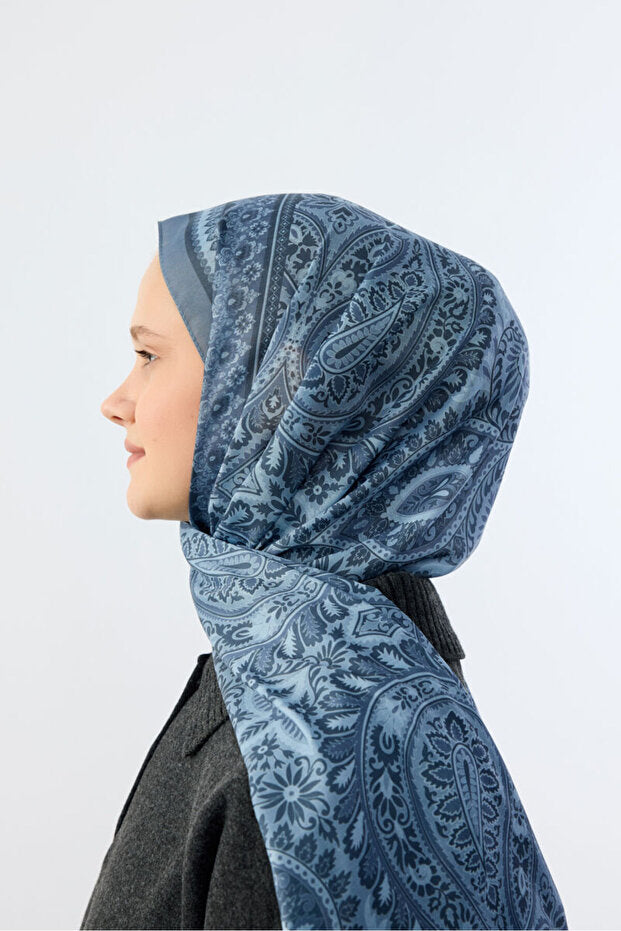 Allica Etnisch Patroon Katoen Zachte Antislip Sjaal - Indigo