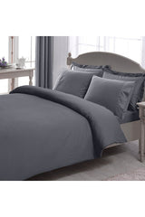 Premium Basic Double Stripe Cotton Sateen Duvet Cover Set - Anthracite