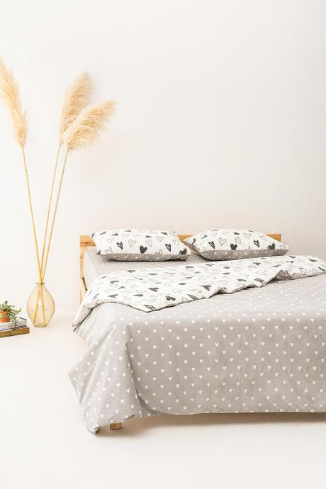 100% Cotton Double Duvet Cover Set - Lover Heart Design