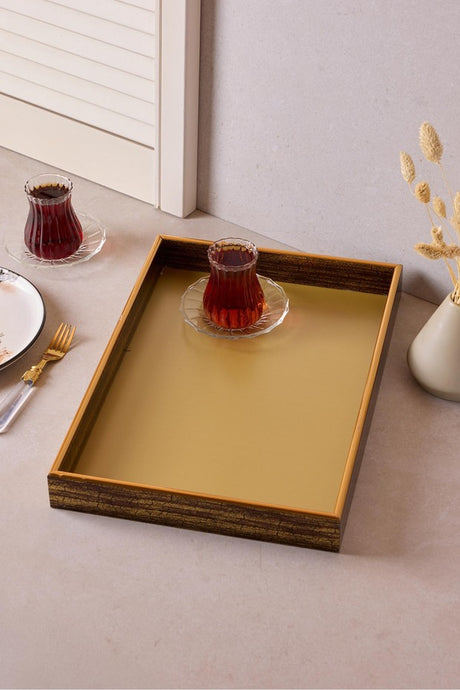 Turin Gold Rectangular Serving Tray - 28x40 cm