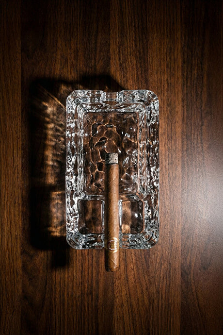 Crystal Glass Ashtray - Hand Made, Elegant Design, 18x9x4 cm