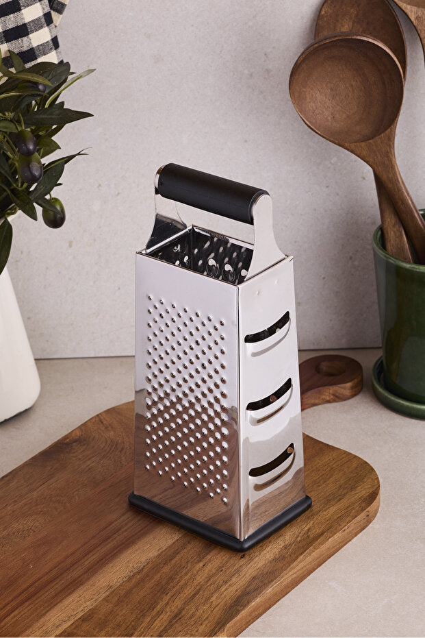 23cm 4-Sided Box Grater with Ergonomic Silicone Handle