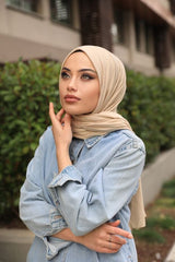 Soft Jersey Hijab Scarf - Beige