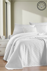 Single 100% Organic Cotton Woven Pike Bedspread - White