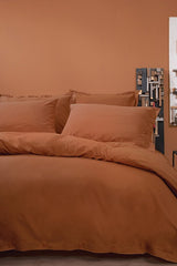 Plain Double Ranforce Duvet Cover Set - Terracotta