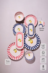 Lemon-Themed 8-Piece Dinner Set for Two - Ceramic Tableware