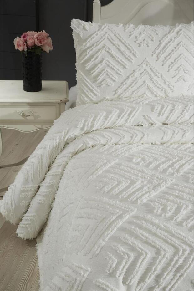 Pine Single 2-Piece Cotton Pique Set - Cream Textured Design