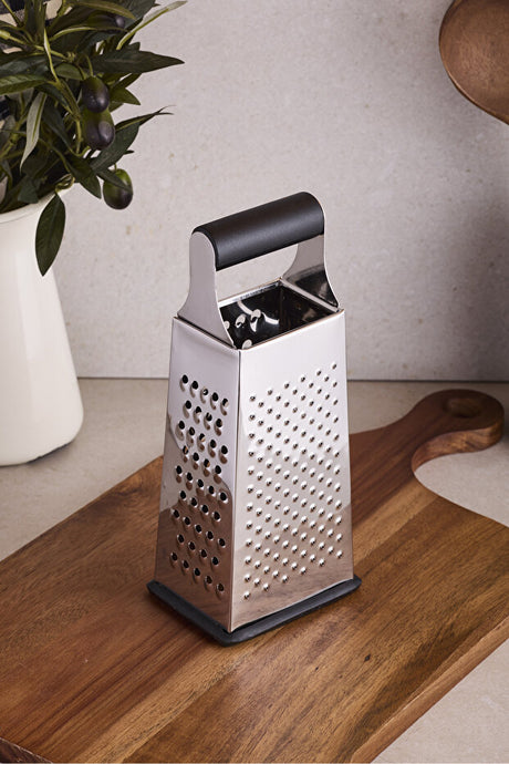 20 cm 4-Sided Stainless Steel Box Grater with Black Silicone Handle