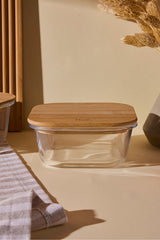 540ml Square Glass Food Storage Container with Bamboo Lid