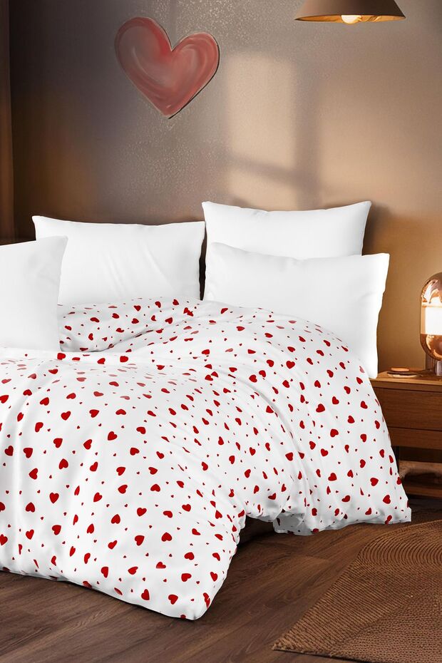 Heart Pattern Single Duvet Cover - 160x220 cm, Soft & Durable