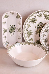 Vintage Green Floral 27-Piece Ceramic Dinnerware Set